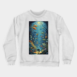 Starry Night Serenade: Van Gogh-Inspired Oceanic Harmony with Loving Couple Crewneck Sweatshirt